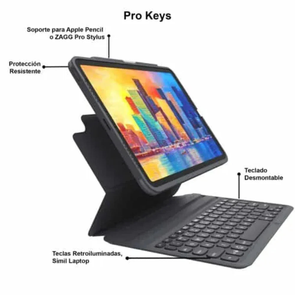 Case con teclado ZAGG ProKeys para iPad Air 10.9/11(M2,M3) Gris