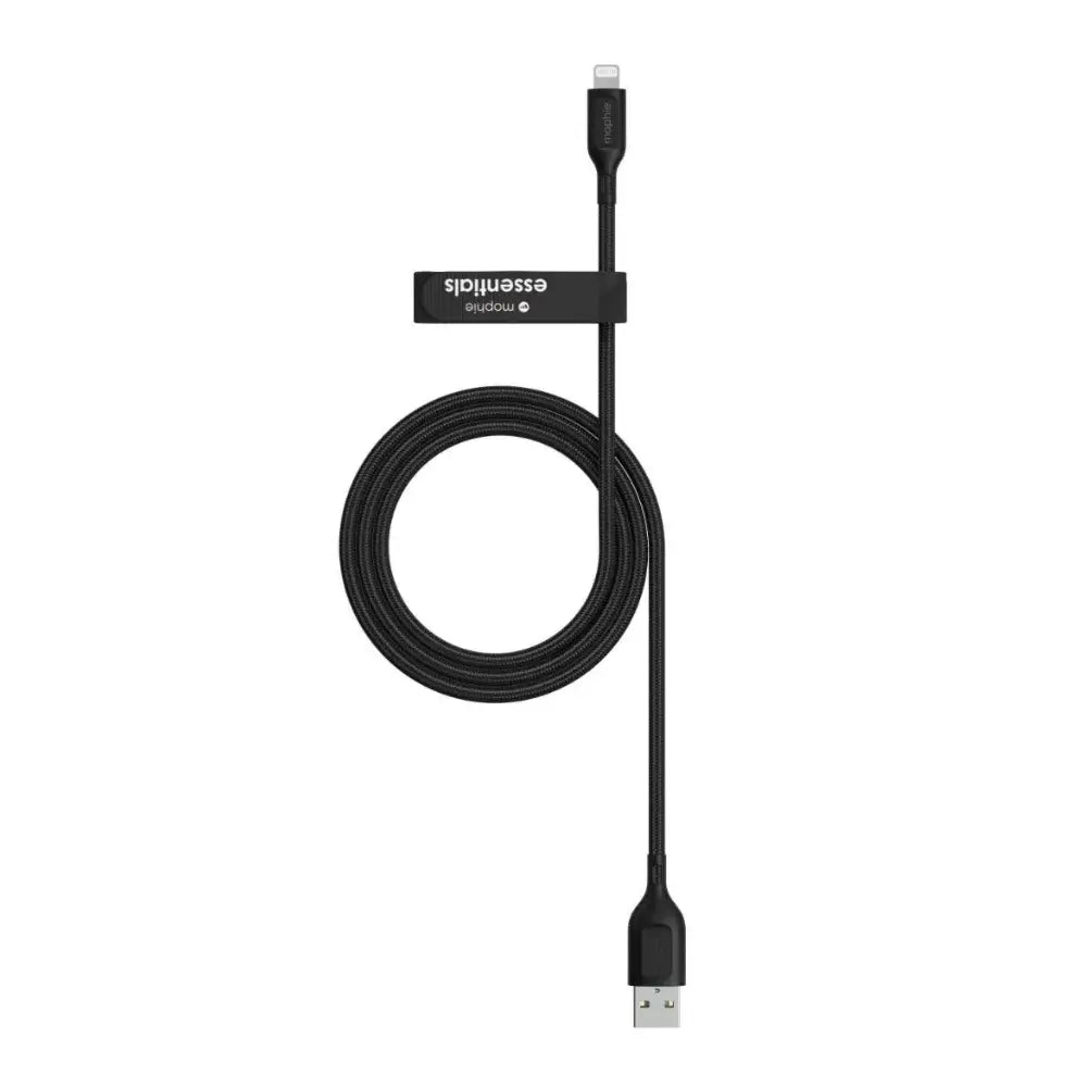 Cable Mophie essential trenzado USB-A a Lightning 12w 1m - Negro