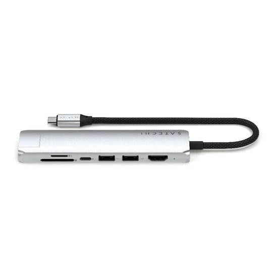 Adaptador Multipuerto Satechi Slim 7 en 1 USB-C Ethernet - Plata