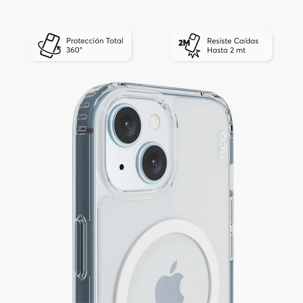Case NCO SafeCase Clear Crystal con Magsafe para iPhone 15 - Transparente