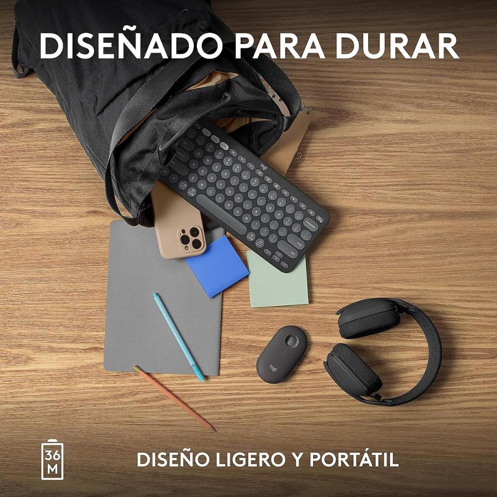 Teclado Bluetooth Multidispositivo Logitech Pebble Keys 2 K380s - Grafito