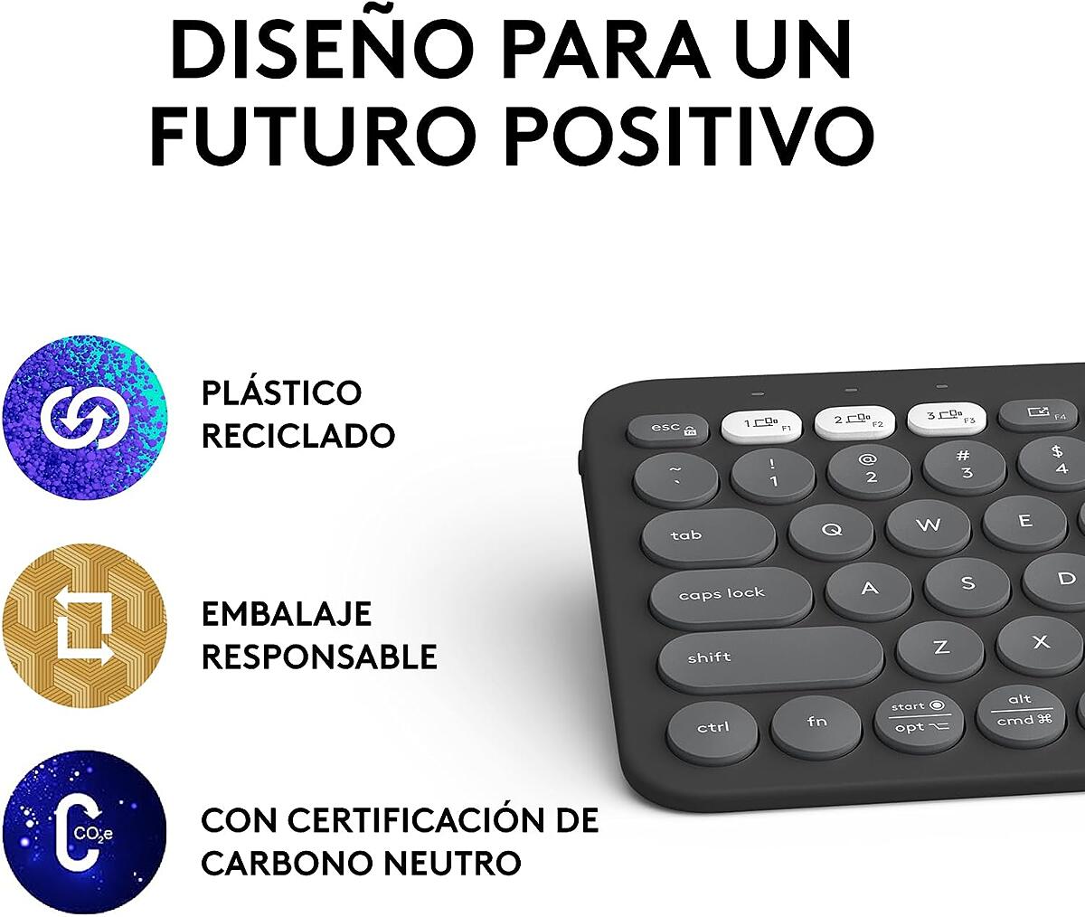 Teclado Bluetooth Multidispositivo Logitech Pebble Keys 2 K380s - Grafito