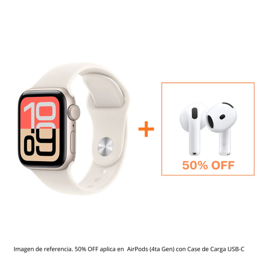 Apple Watch SE 3(GPS) 44mm - Blanco Estrella + AirPods 4 USB-C