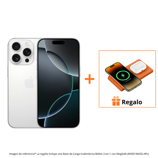 iPhone 16 Pro - 256GB - Titanio Blanco + Base de Carga Inalámbrica Belkin con MagSafe