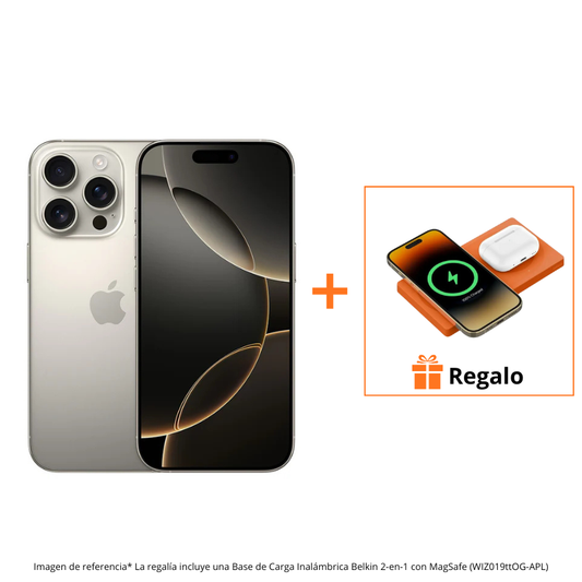 iPhone 16 Pro - 256GB - Titanio Natural + Base de Carga Inalámbrica Belkin con MagSafe