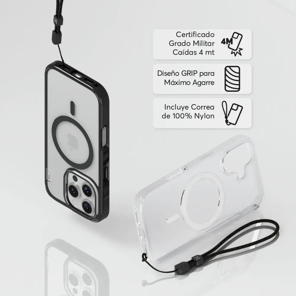 Case NCO SafeCase Force con MagSafe para iPhone 16 - Transparente