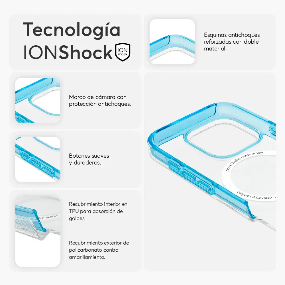 Case NCO SafeCase Force con MagSafe para iPhone 16 - Transparente