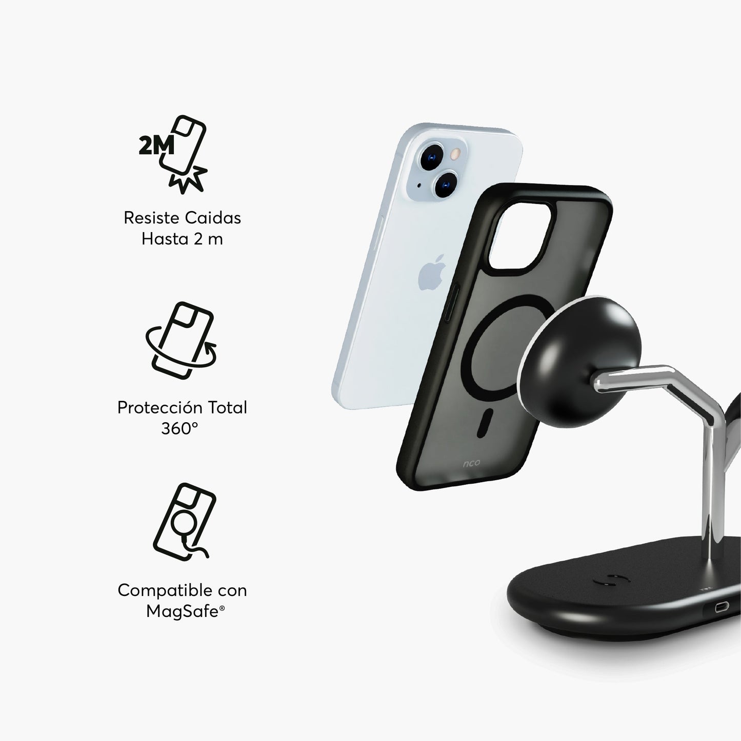 Case NCO SafeCase Lite con MagSafe para iPhone 15 - Negro