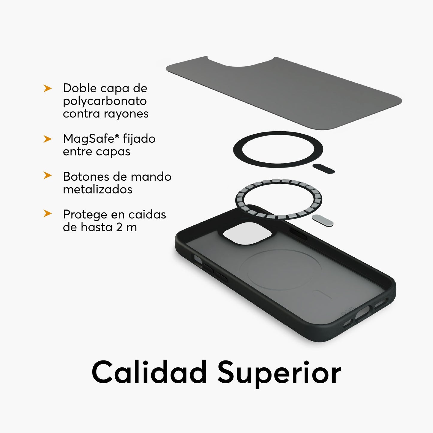 Case NCO SafeCase Lite con MagSafe para iPhone 15 - Negro