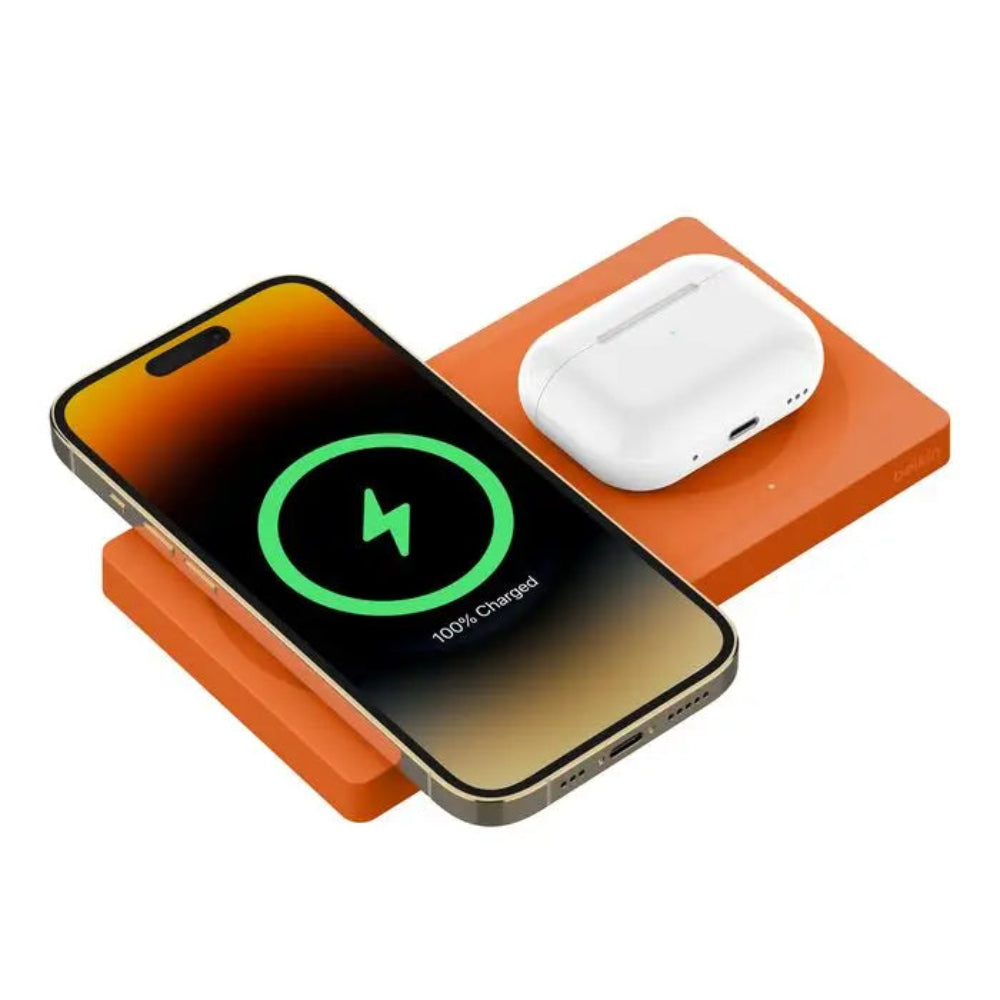Base de Carga Inalámbrica Pad Belkin 2 en 1 con MagSafe - Naranja