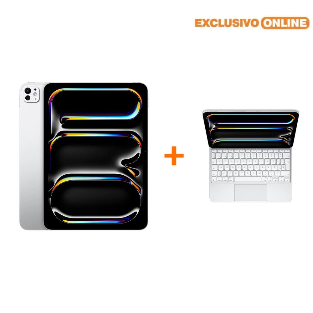 iPad Pro 11 Chip M4 - 512GB - Plata + Case con Teclado Apple Magic Keyboard Español - Blanco