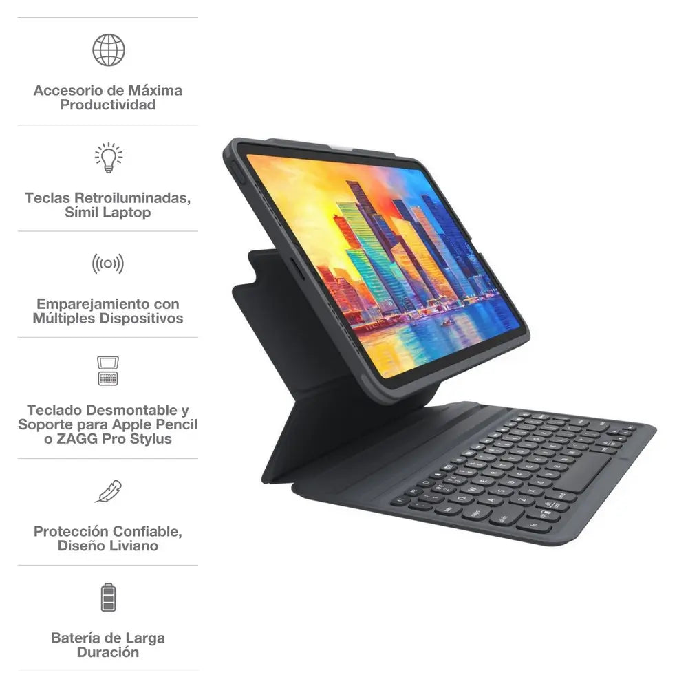Case con teclado ZAGG ProKeys para iPad Air 10.9/11(M2,M3) Gris