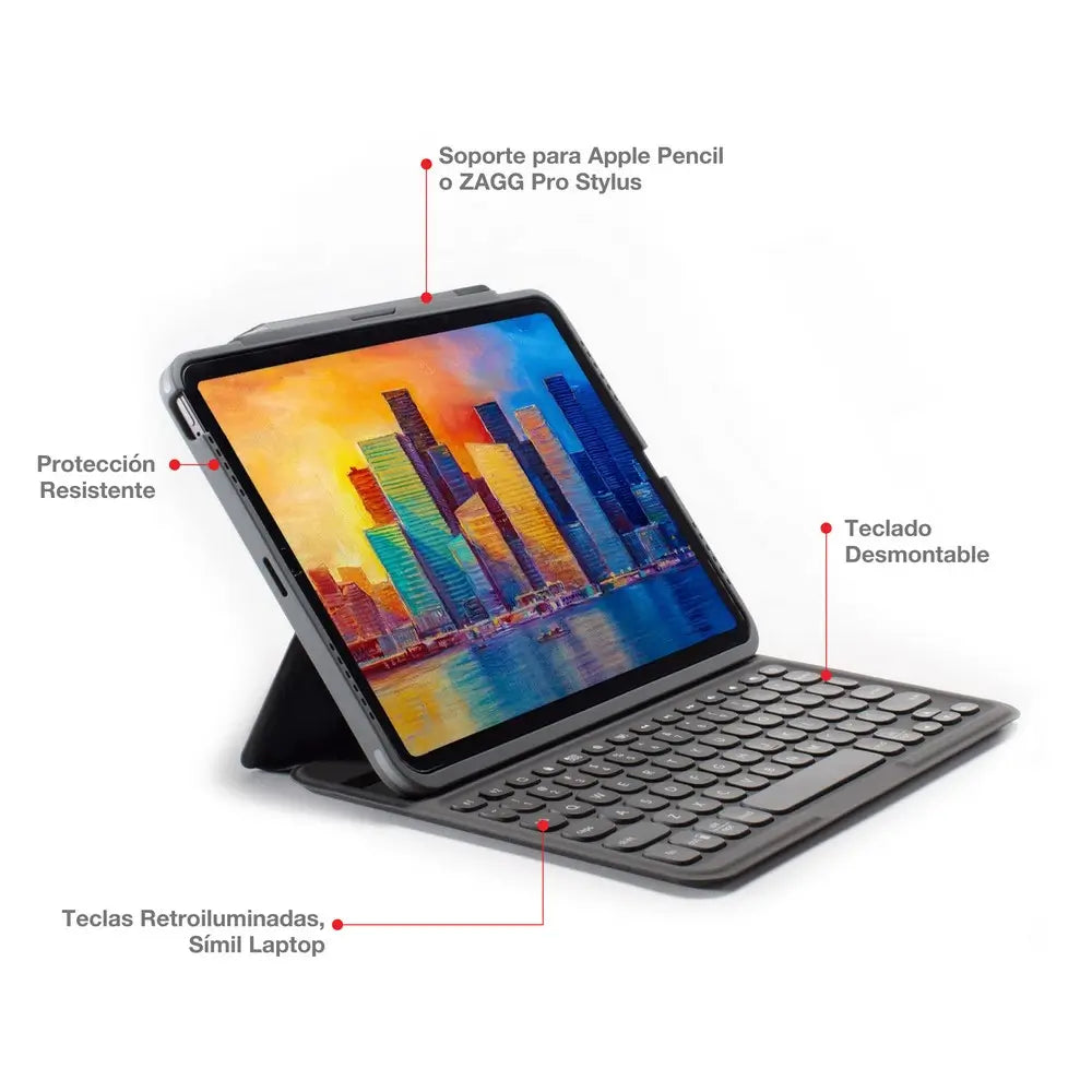 Case con teclado ZAGG ProKeys para iPad Air 10.9/11(M2,M3) Gris