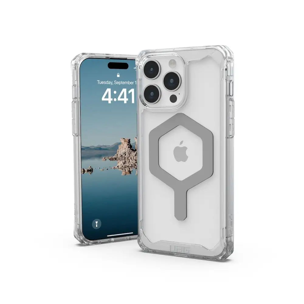 Case UAG Plyo con MagSafe para iPhone 15 Pro Max - Transparente/Plata