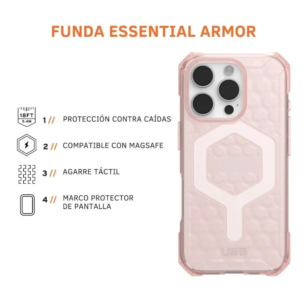 Case UAG Essential Armor con Magsafe para 16 Pro - Rosa