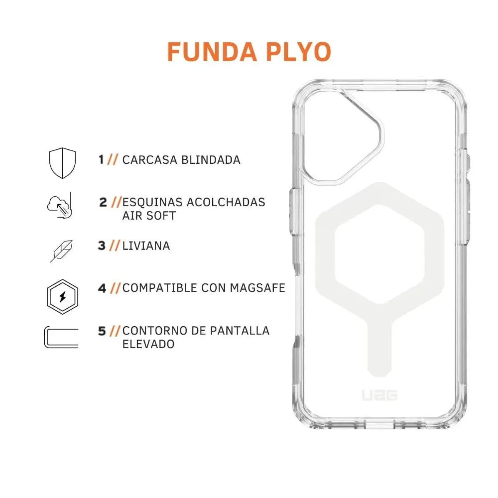 Case UAG Plyo con Magsafe para 16 Plus - Transparente/Blanco