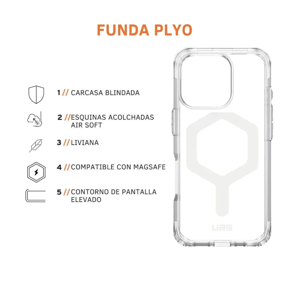 Case UAG Plyo con Magsafe para 16 Pro Max - Transparente/Blanco