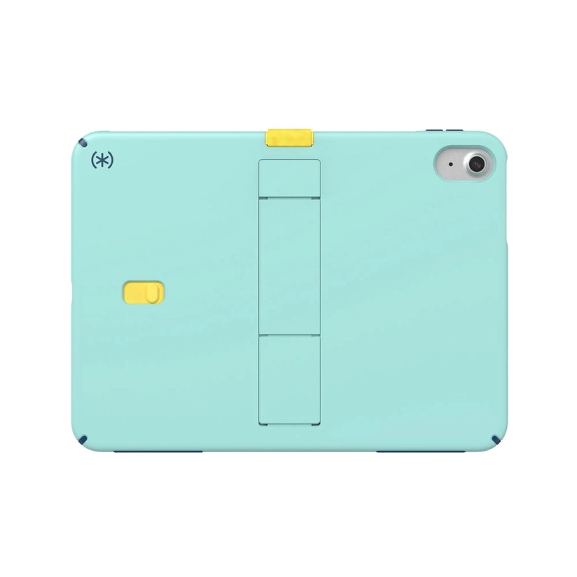 Cas_Speck_con_Soporte_para_iPad_11_10_Gen_Turquesa_Amarillo_Posicion_1_iShop_Costa_Rica