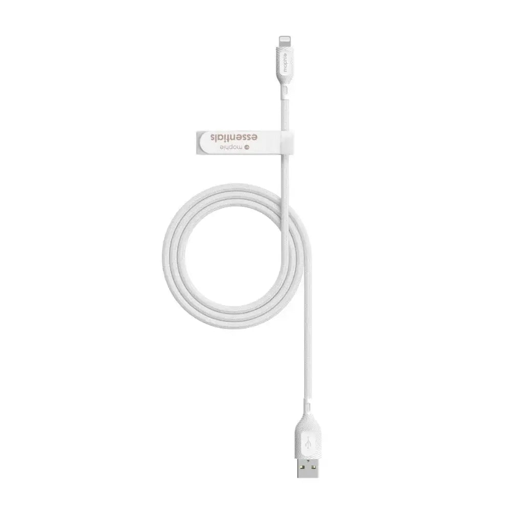 Cable Mophie essential trenzado USB-A a Lightning 12w 2m - Blanco