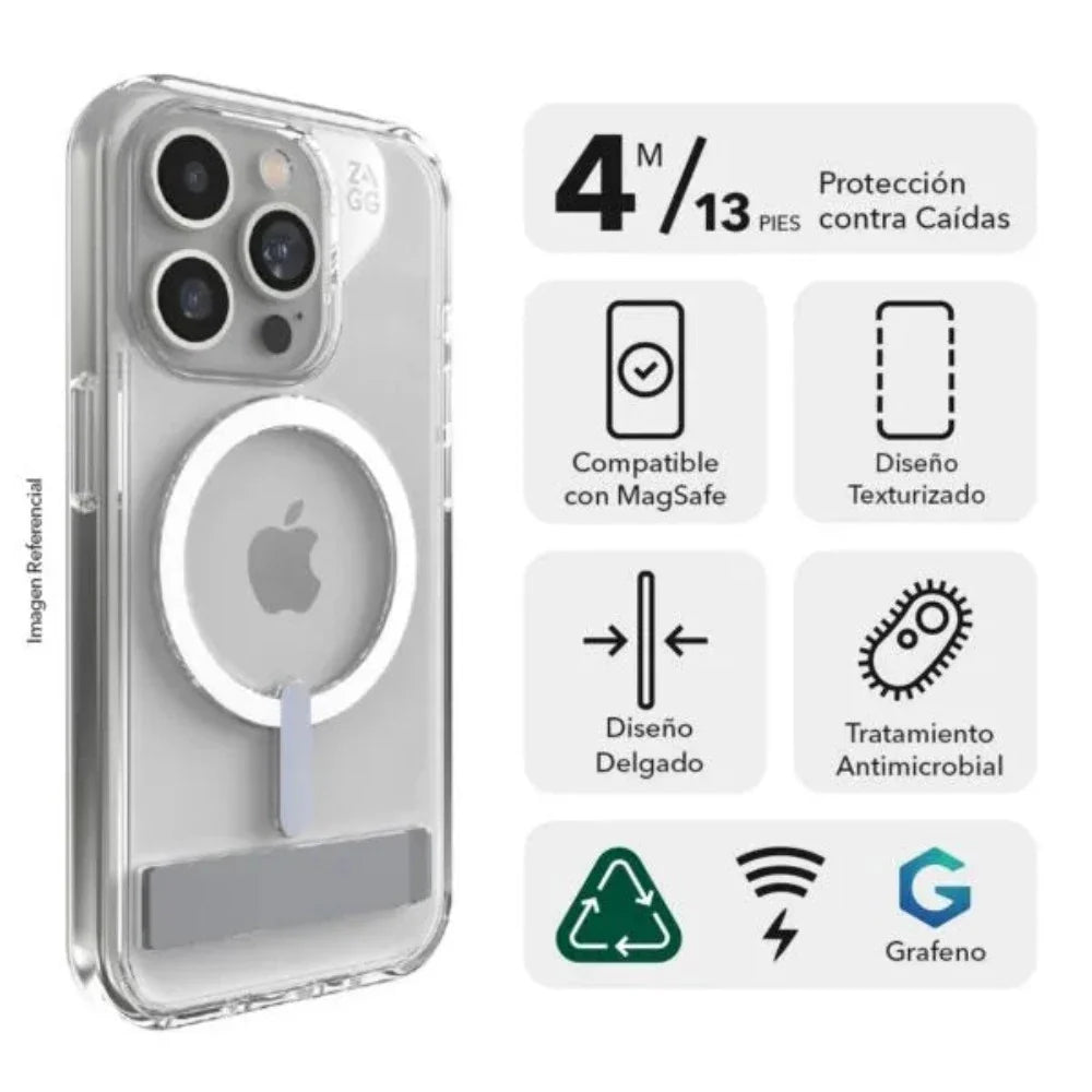 Case ZAGG Crystal Palace Snap Magsafe KS para iPhone 15 Pro - Transparente