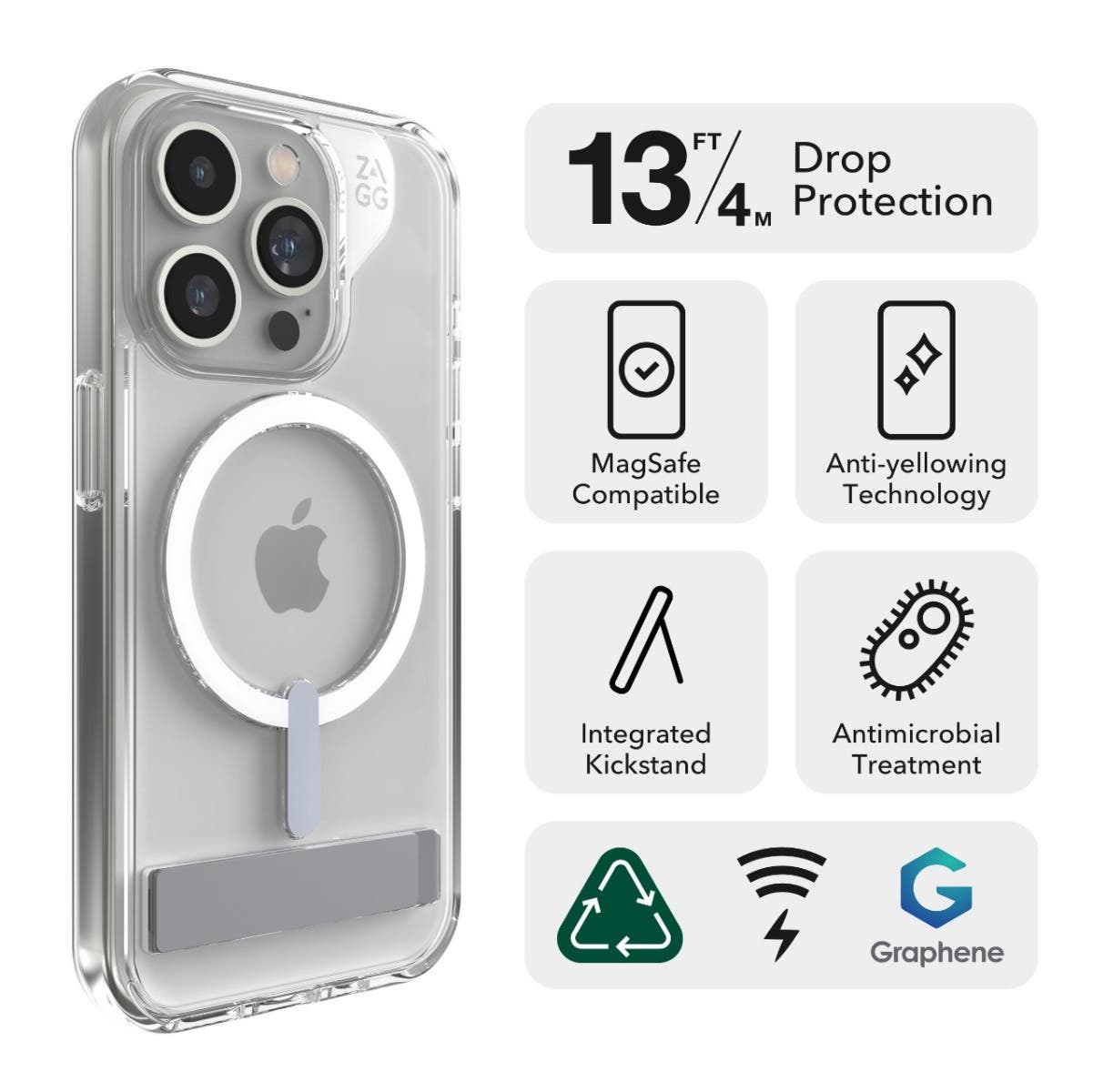 Case ZAGG Crystal Palace Snap Magsafe KS para iPhone 15 Pro Max - Transparente