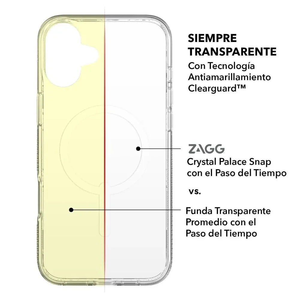 Case ZAGG Crystal Palace con MagSafe para iPhone 16 - Transparente