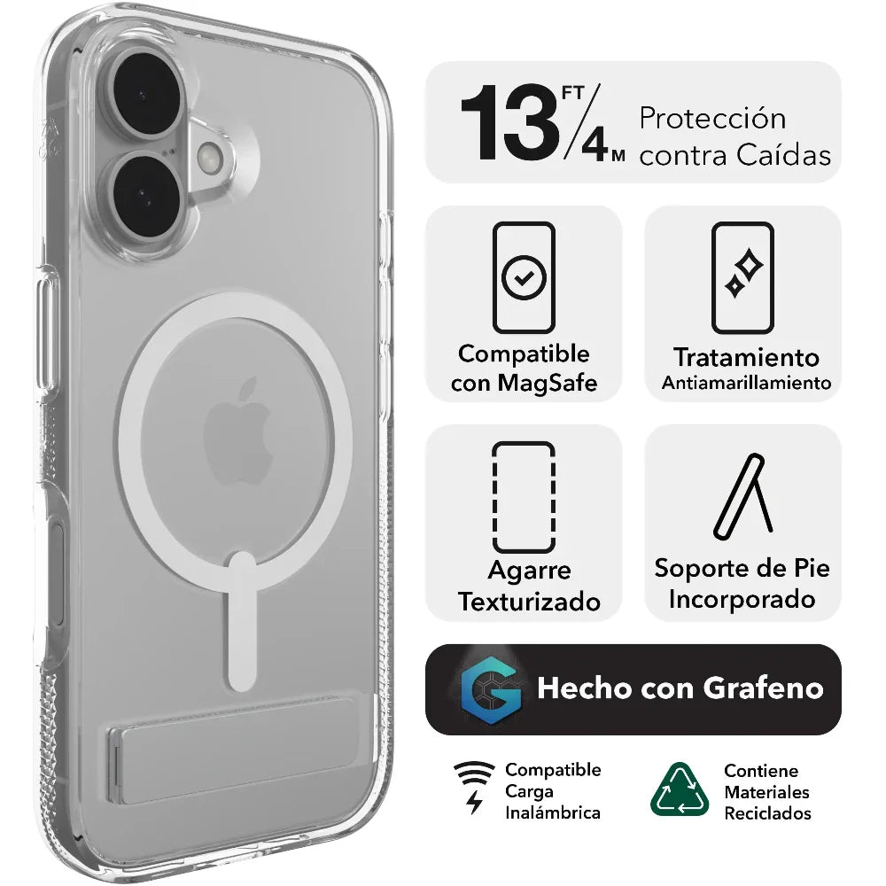 Case Zagg Crystal Palace Snap Magsafe KS para iPhone 16 - Transparente