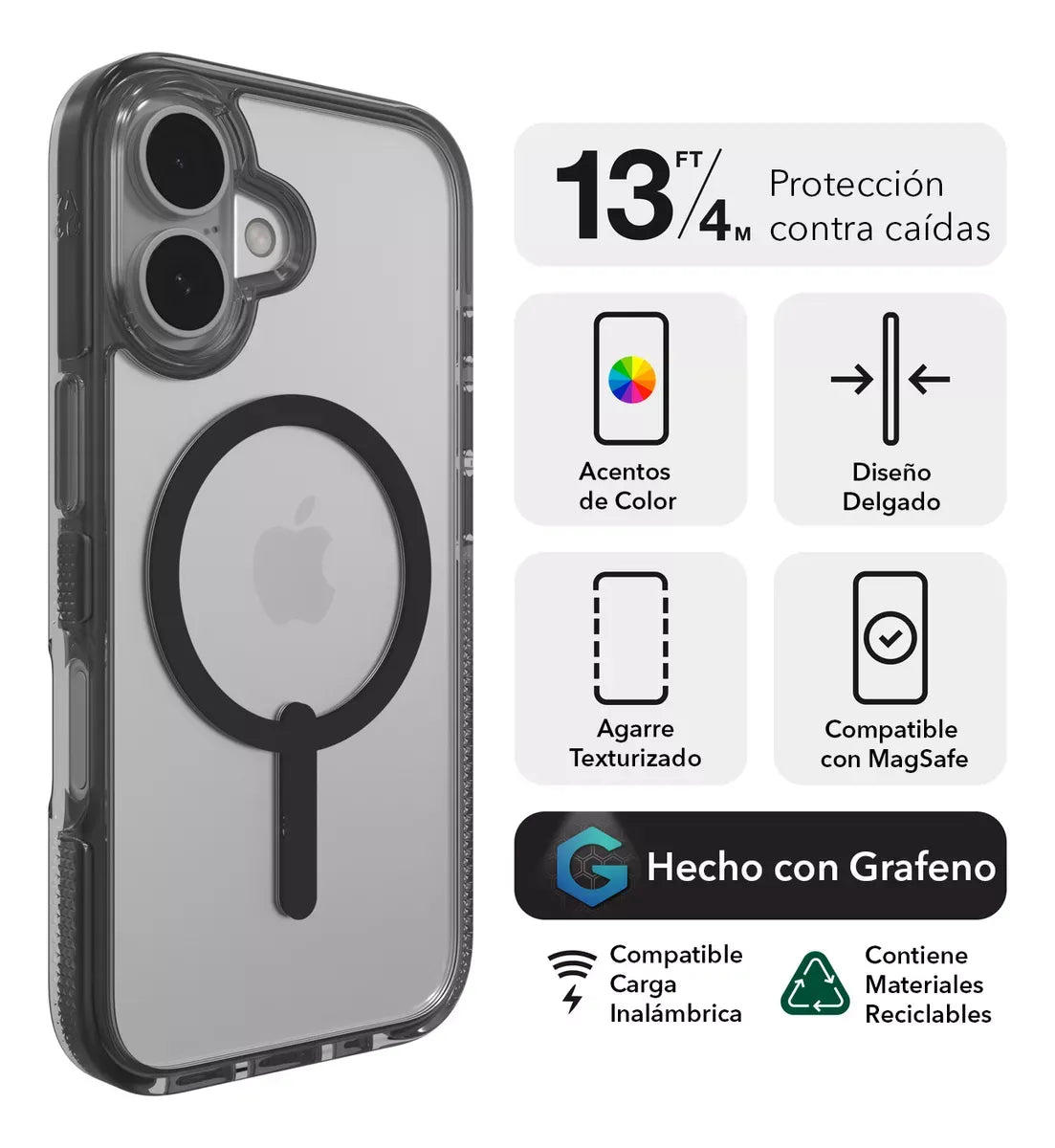 Case Zagg Santa Cruz Snap Magsafe para iPhone 16  - Negro