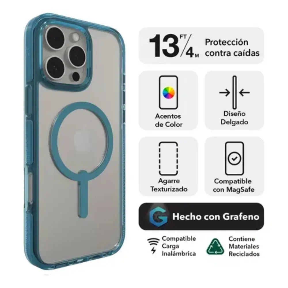 Case ZAGG Santa Cruz con MagSafe para iPhone 16 Pro Max - Azul