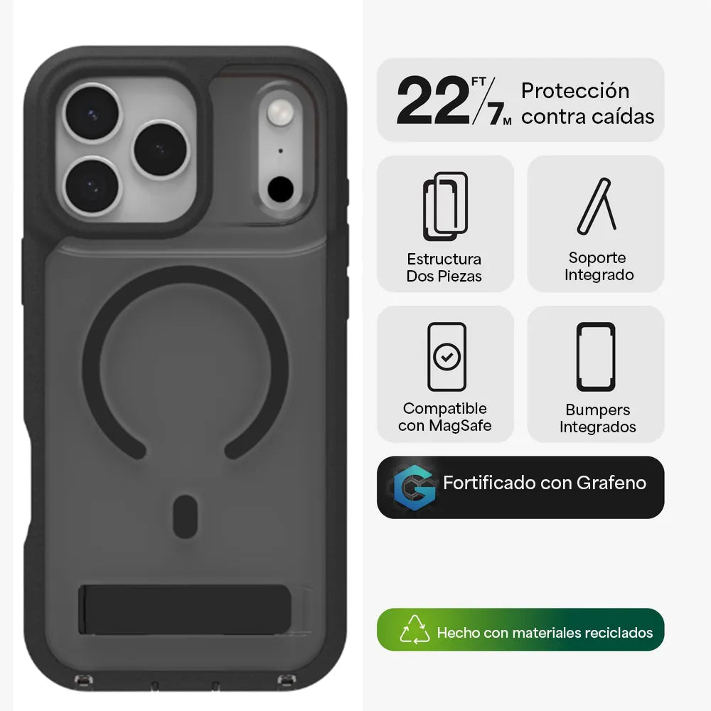 Case ZAGG Rainier con MagSafe KS para iPhone 17 Pro Max - Negro Humo