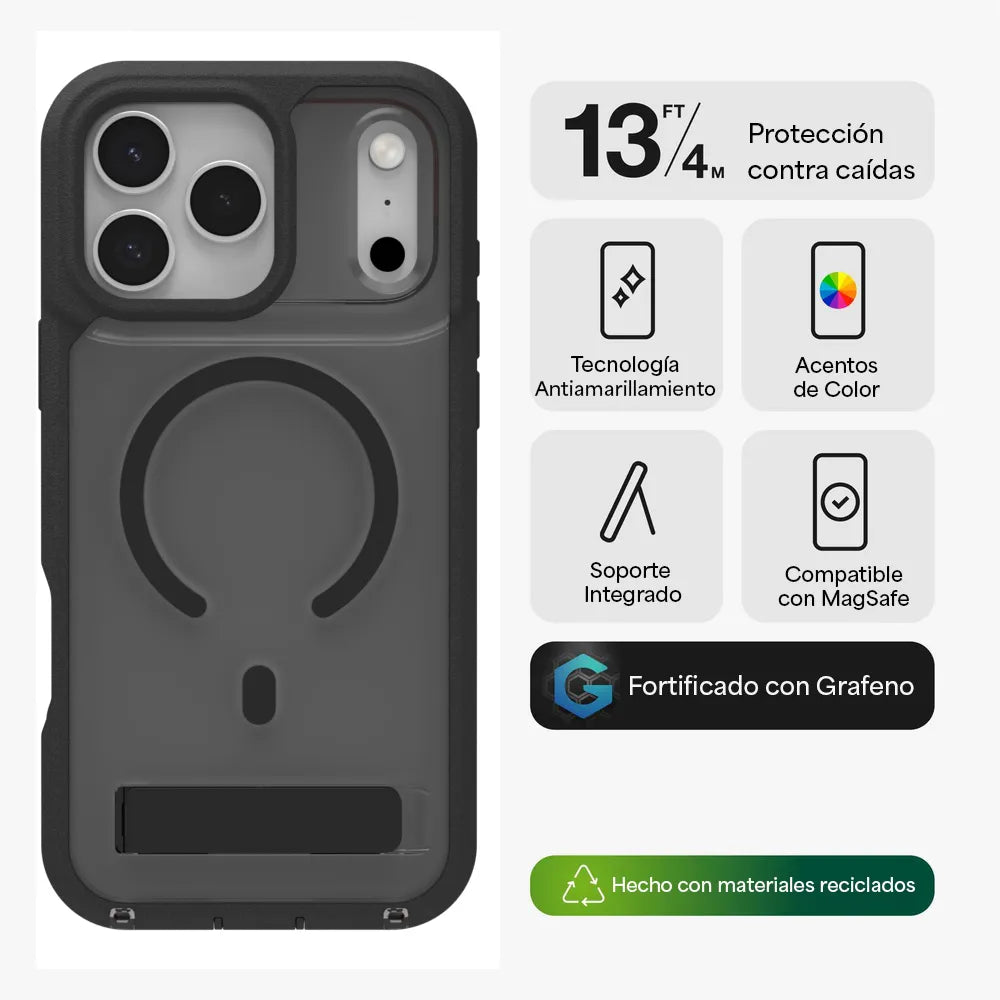 Case ZAGG Santa Cruz con MagSafe KS para iPhone 17 Pro Max - Negro Medianoche