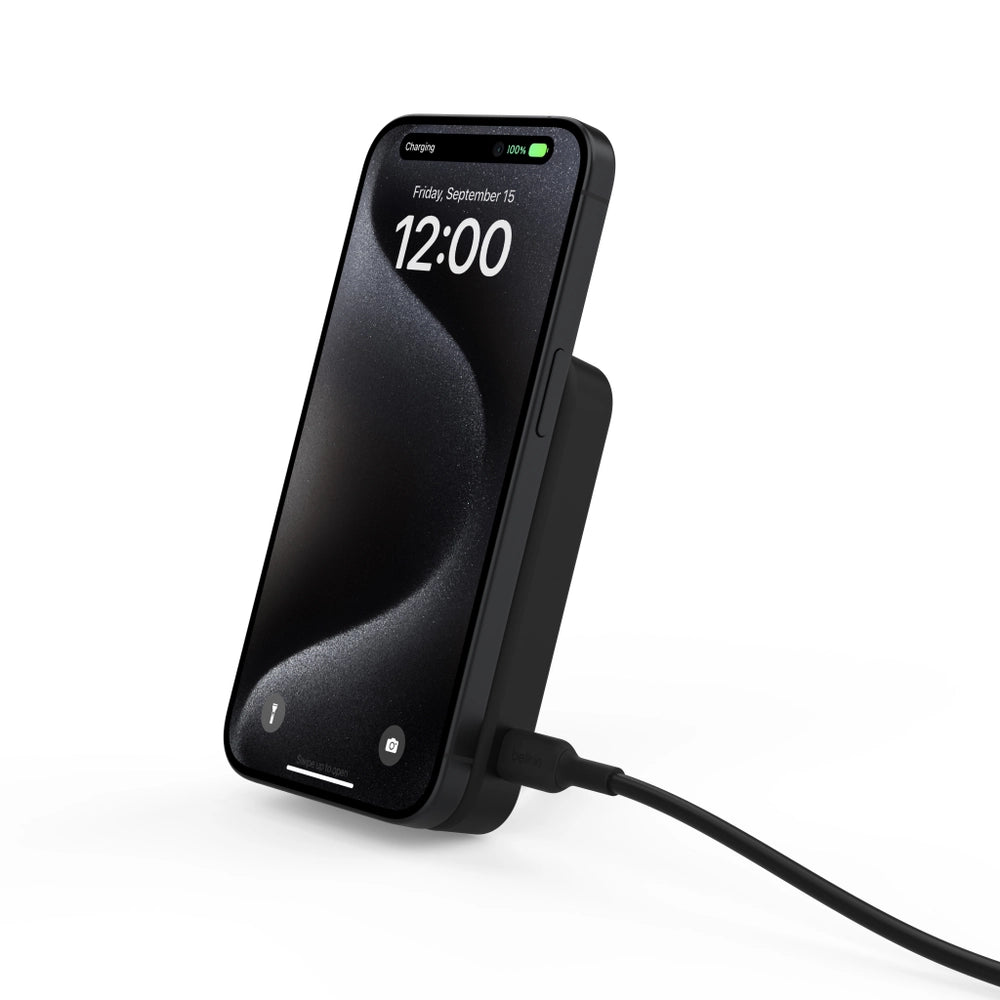 Batería Magnética Inalámbrica Belkin Qi2 - 8000 mAh + Soporte - Negro