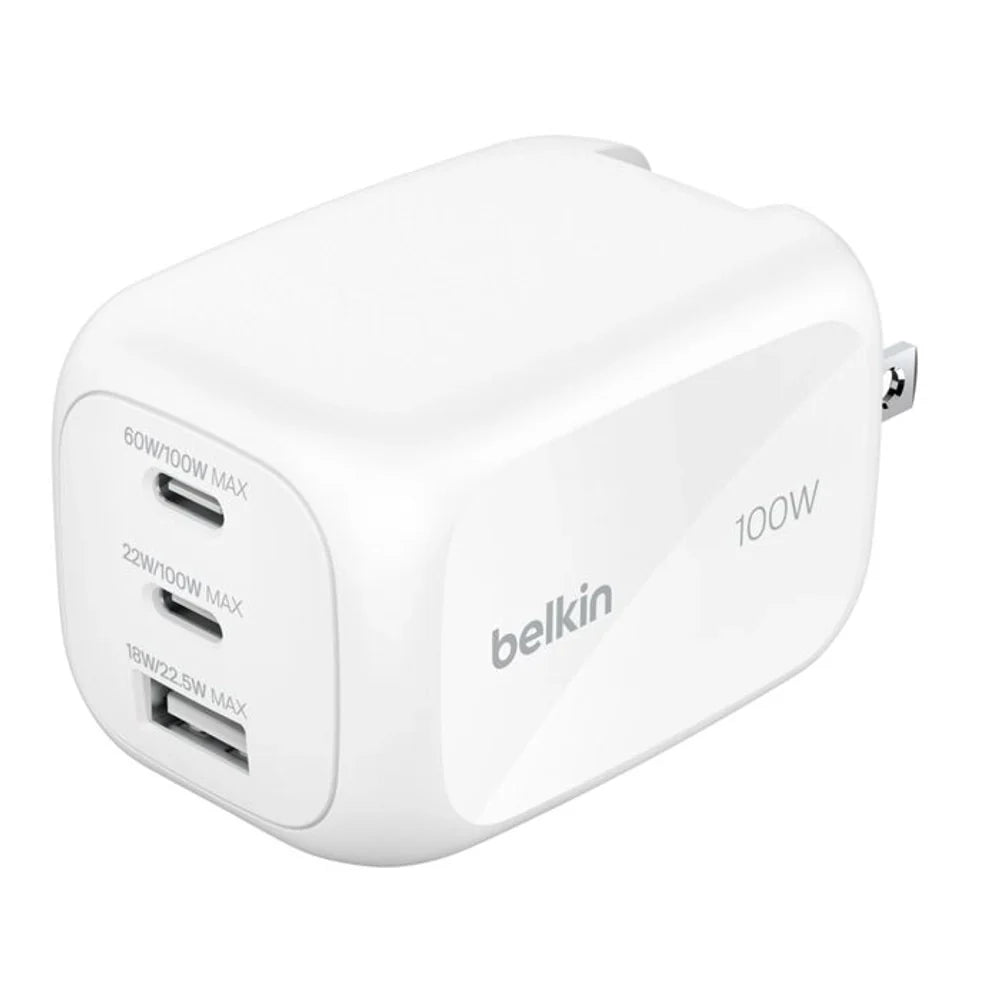 Cargador_Belkin_GaN_de_3_Puertos_(2_USB-C/1_USB-A)_100W_Blanco_Posición_1_iShop_Costa_Rica