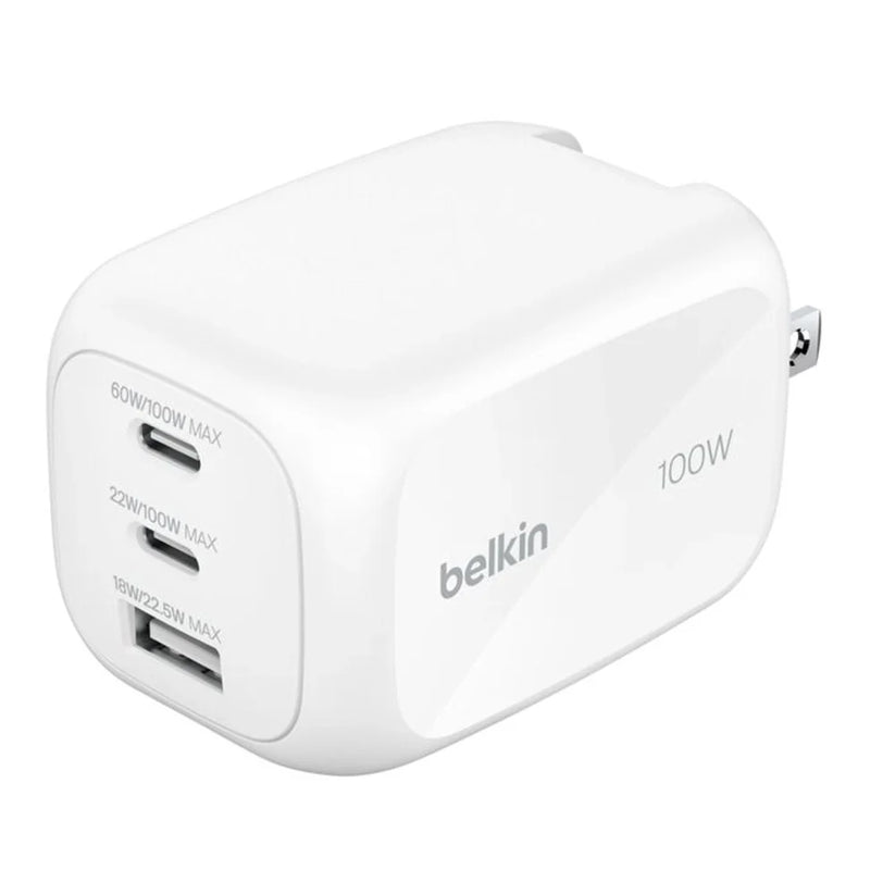 Cargador_Belkin_GaN_de_3_Puertos_(2_USB-C/1_USB-A)_100W_Blanco_Posición_1_iShop_Costa_Rica