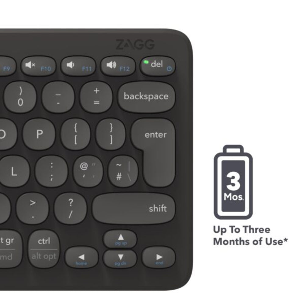Teclado de Escritorio ZAGG de 12 de Carga Inalámbrica - Negro