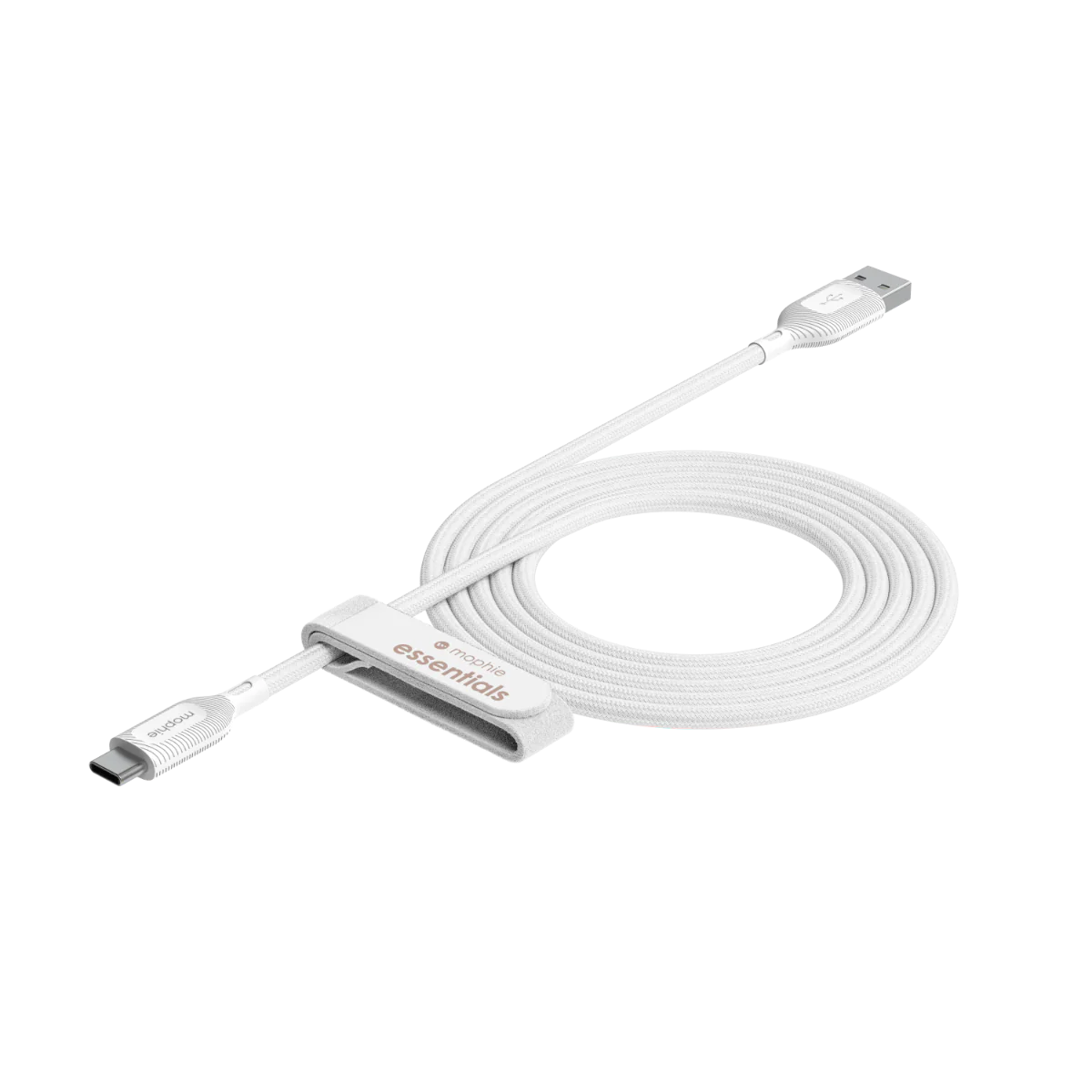 Cable Mophie Essential trenzado USB-A a USB-C 15w 2m - Blanco