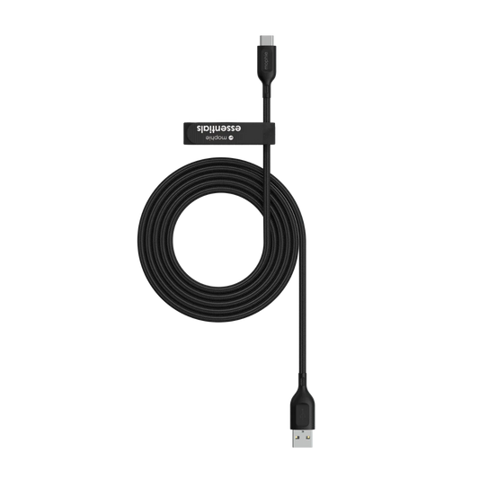 Cable Mophie essential trenzado USB-A a USB-C 15w 2m - Negro