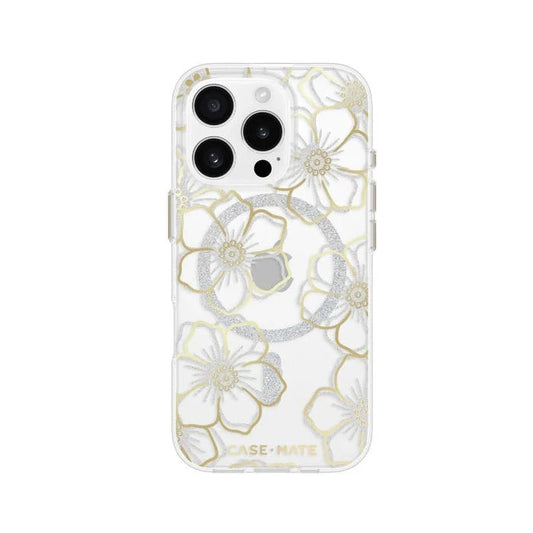 Case-Mate Floral Gems Case con MagSafe para iPhone 16 Pro - Oro