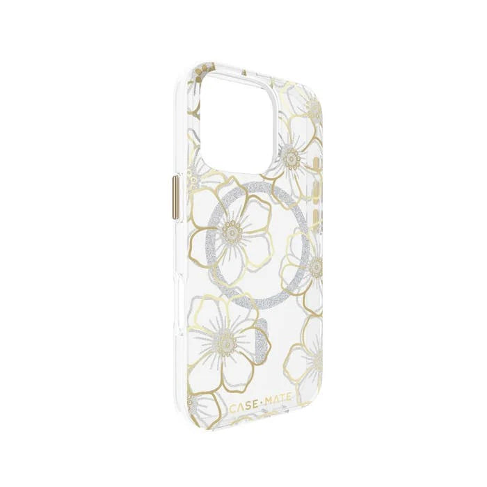 Case-Mate Floral Gems Case con MagSafe para iPhone 16 Pro - Oro