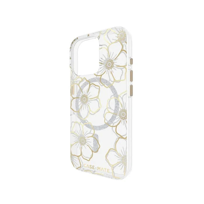 Case-Mate Floral Gems Case con MagSafe para iPhone 16 Pro - Oro