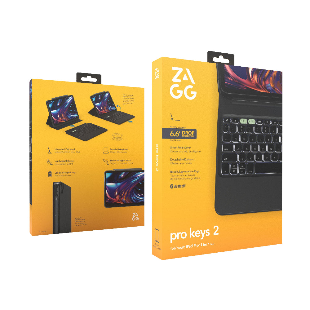 Teclado Zagg con funda Pro Keys 2 para iPad Pro 11 M4 - Negro