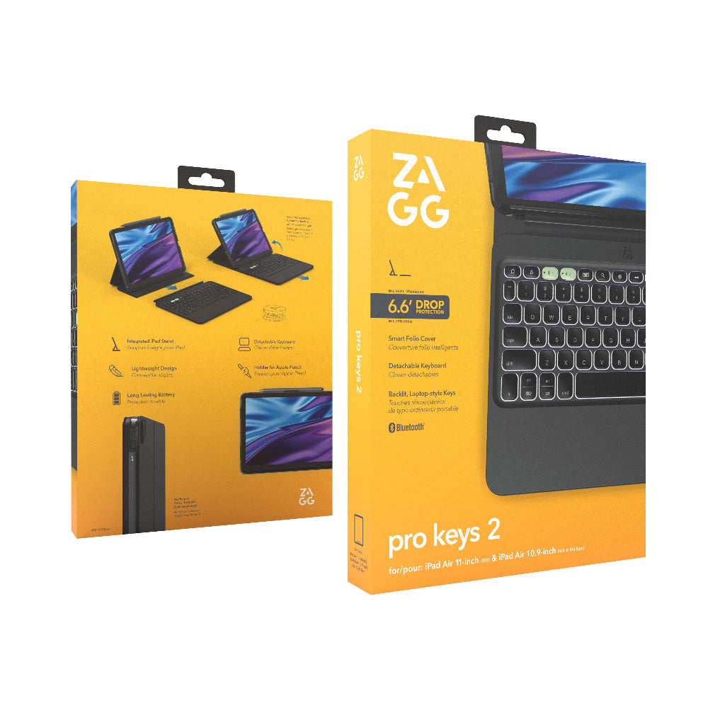Teclado Zagg con funda Pro Keys 2 para iPad Air 11 M2 - Negro