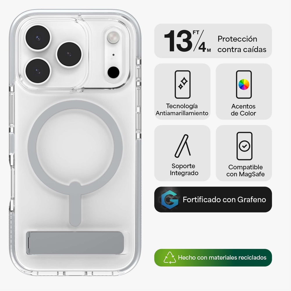 Case ZAGG Santa Cruz Snap MagSafe KS para iPhone 17 Pro - Plata
