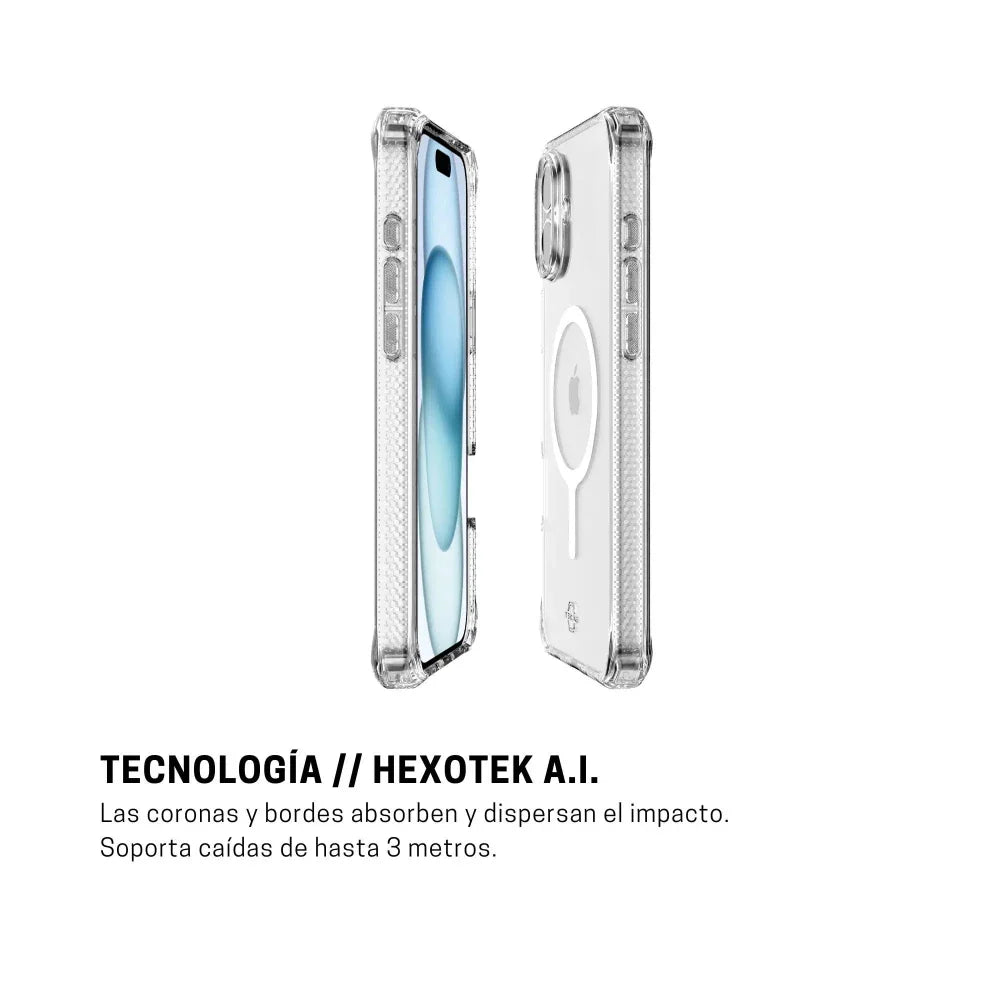 Case ItSkins Hybrid R Clear con MagSafe para iPhone 16 - Transparente