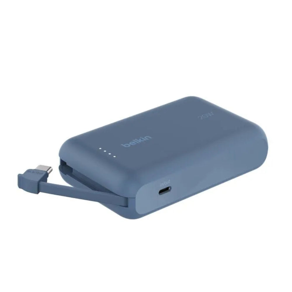 Bateria Externa Belkin 10K con Cable USB-C Integrado 20W - Azul