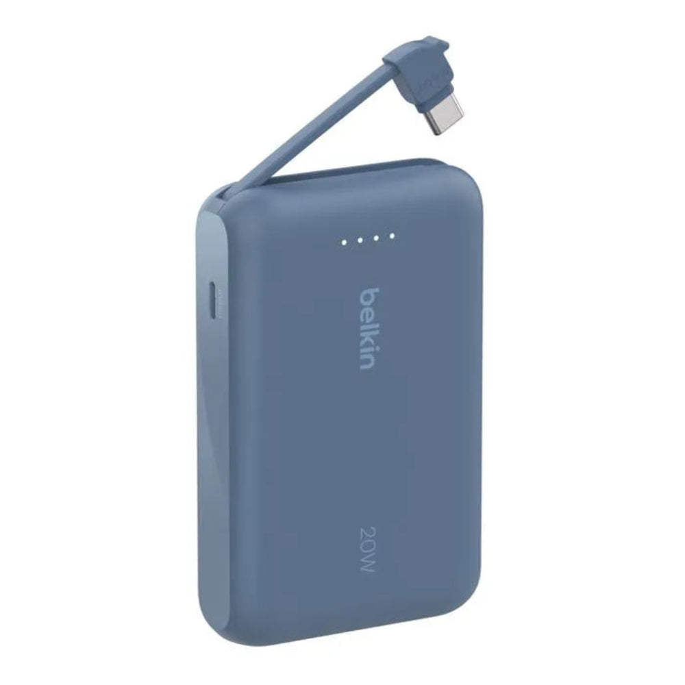 Bateria Externa Belkin 10K con Cable USB-C Integrado 20W - Azul