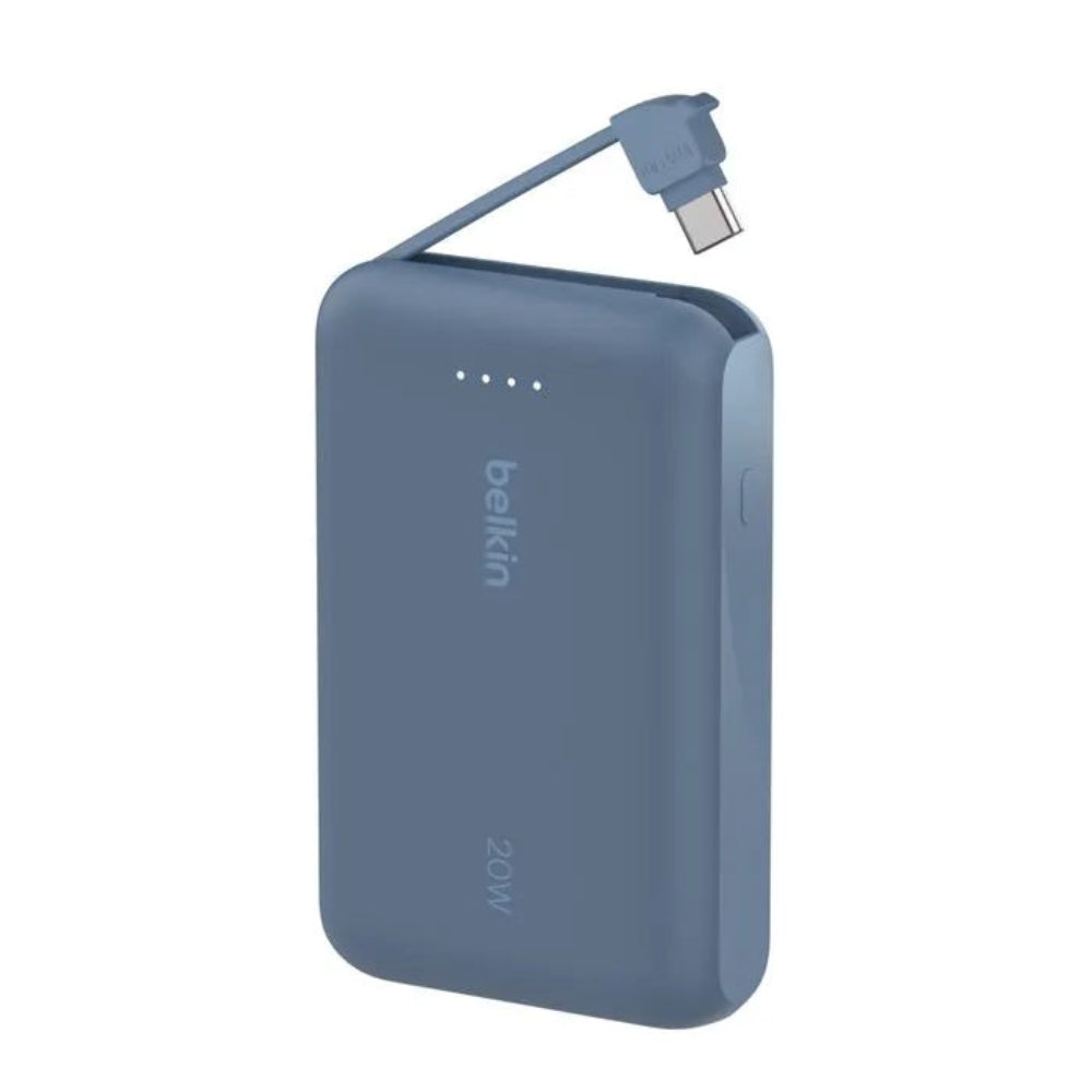 Bateria Externa Belkin 10K con Cable USB-C Integrado 20W - Azul