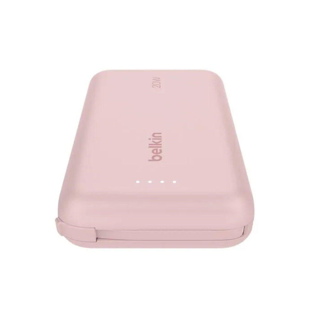 Bateria Externa Belkin 10K con Cable USB-C Integrado 20W - Rosa