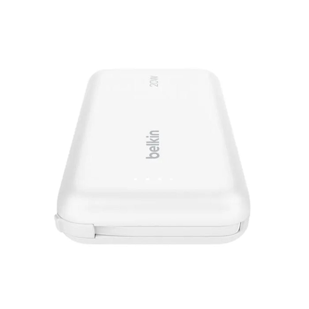 Bateria Externa Belkin 10K con Cable USB-C Integrado 20W - Blanca