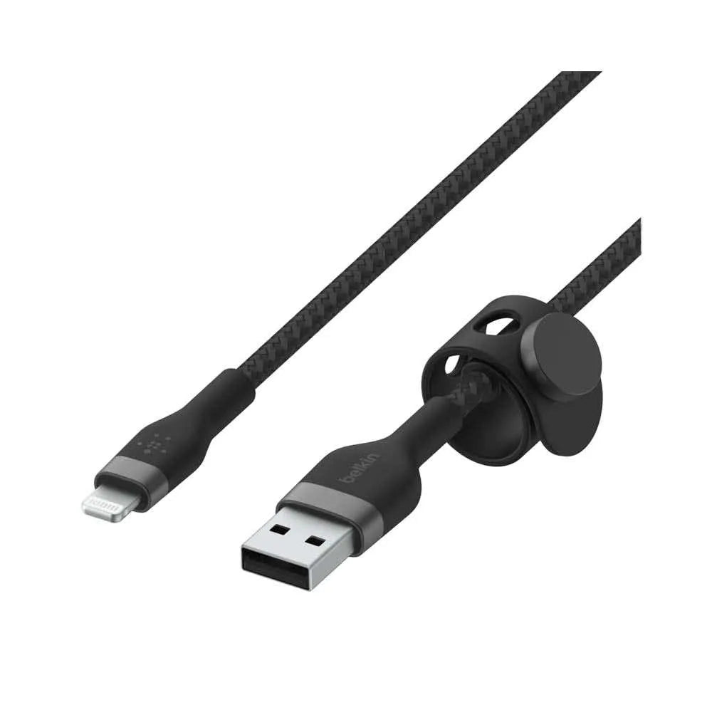 Cable Belkin Pro Flex Lightning a USB-A con correa 1m - Negro